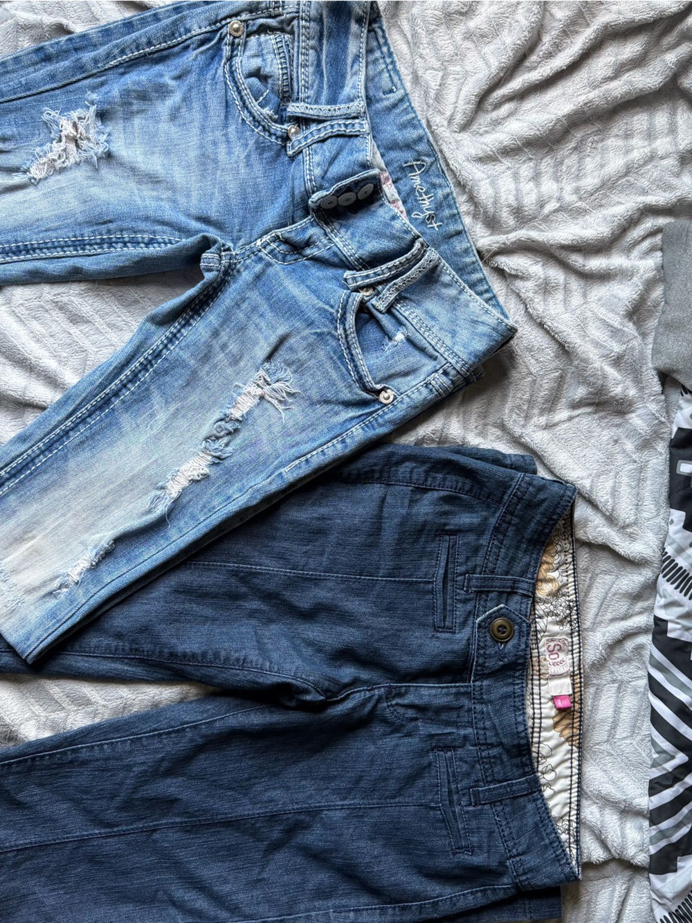 Amethyst Girls Distressed Light Blue Jeans & Dark Blue SO Jeans